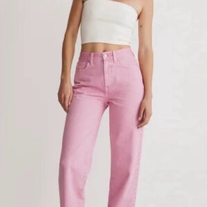 MADEWELL Sz 33 Baggy Straight Jeans RETRO PINK Garment-Dyed Edition NWT!